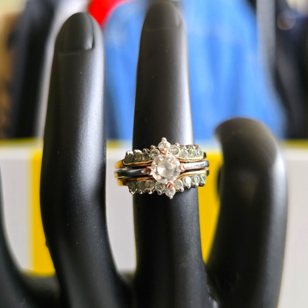 Elegant Silver and Gold Women's Ring Set